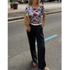 image:imageZESICA Womens Summer Asymmetrical Short Sleeve Fitted TopsBlue