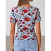 image:imageZESICA Womens Summer Asymmetrical Short Sleeve Fitted TopsBlue