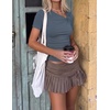 image:imageZESICA Womens Summer Asymmetrical Short Sleeve Fitted TopsDustyblue