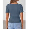 image:imageZESICA Womens Summer Asymmetrical Short Sleeve Fitted TopsDustyblue