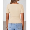 image:imageZESICA Womens Summer Asymmetrical Short Sleeve Fitted TopsLightapricot