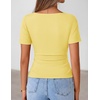 image:imageZESICA Womens Summer Asymmetrical Short Sleeve Fitted TopsLightyellow
