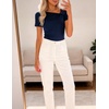 image:imageZESICA Womens Summer Asymmetrical Short Sleeve Fitted TopsNavy
