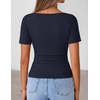 image:imageZESICA Womens Summer Asymmetrical Short Sleeve Fitted TopsNavy