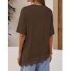 image:imageZESICA Womens Summer Oversized TShirts Asymmetrical Lace Going Out TopsBrown