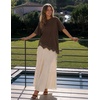 image:imageZESICA Womens Summer Oversized TShirts Asymmetrical Lace Going Out TopsBrown