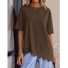 image:imageZESICA Womens Summer Oversized TShirts Asymmetrical Lace Going Out TopsBrown