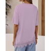image:imageZESICA Womens Summer Oversized TShirts Asymmetrical Lace Going Out TopsDusty Purple