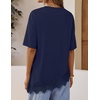 image:imageZESICA Womens Summer Oversized TShirts Asymmetrical Lace Going Out TopsNavy