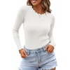 image:imageZESICA Womens Long Sleeve Ribbed Knit Fitted Sweaters TopsWhite