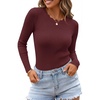 image:imageZESICA Womens Long Sleeve Ribbed Knit Fitted Sweaters TopsWinered