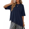 image:imageZESICA Womens Summer Oversized TShirts Asymmetrical Lace Going Out TopsNavy