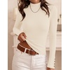 image:imageZESICA Womens Fall Long Sleeve Mock Neck Button Shirts Going Out TopsBeige