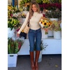 image:imageZESICA Womens Fall Long Sleeve Mock Neck Button Shirts Going Out TopsBeige