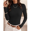 image:imageZESICA Womens Fall Long Sleeve Mock Neck Button Shirts Going Out TopsBlack