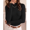 image:imageZESICA Womens Fall Long Sleeve Mock Neck Button Shirts Going Out TopsBlack