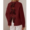 image:imageZESICA Womens Fall Bow Knot Oversized Sweaters Trendy Pullover TopsBurgundy