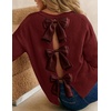 image:imageZESICA Womens Fall Bow Knot Oversized Sweaters Trendy Pullover TopsBurgundy