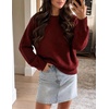 image:imageZESICA Womens Fall Bow Knot Oversized Sweaters Trendy Pullover TopsBurgundy