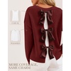 image:imageZESICA Womens Fall Bow Knot Oversized Sweaters Trendy Pullover TopsBurgundy