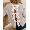 image:imageZESICA Womens Fall Bow Knot Oversized Sweaters Trendy Pullover TopsOatmeal Apricot