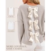 image:imageZESICA Womens Fall Bow Knot Oversized Sweaters Trendy Pullover TopsOatmeal Apricot