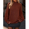 image:imageZESICA Womens Fall Winter Long Sleeve Turtleneck Oversized SweatersRed Brown