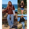 image:imageZESICA Womens Fall Winter Long Sleeve Turtleneck Oversized SweatersRed Brown