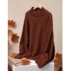 image:imageZESICA Womens Fall Winter Long Sleeve Turtleneck Oversized SweatersRed Brown
