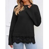image:imageZESICA Womens Fall Winter Sweaters 2026 Lace Trim Pullover TopsBlack