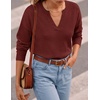 image:imageZESICA Womens Fall Winter Sweaters Long Sleeve V Neck Loose Pullover TopsBurgundy