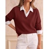 image:imageZESICA Womens Fall Winter Sweaters Long Sleeve V Neck Loose Pullover TopsBurgundy