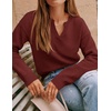 image:imageZESICA Womens Fall Winter Sweaters Long Sleeve V Neck Loose Pullover TopsBurgundy