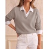 image:imageZESICA Womens Fall Winter Sweaters Long Sleeve V Neck Loose Pullover TopsOats
