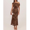 image:imageZESICA Womens Off Shoulder Floral Formal Cocktail Wedding Guest Long DressBrown