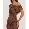 image:imageZESICA Womens Off Shoulder Floral Formal Cocktail Wedding Guest Long DressBrown