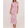 image:imageZESICA Womens Off Shoulder Floral Formal Cocktail Wedding Guest Long DressLight Pink