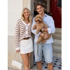 image:imageZESICA Womens Striped Button Up Cardigan Sweaters V Neck Trendy Knit TopsApricot