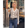 image:imageZESICA Womens Striped Button Up Cardigan Sweaters V Neck Trendy Knit TopsApricot