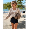 image:imageZESICA Womens Striped Button Up Cardigan Sweaters V Neck Trendy Knit TopsApricot