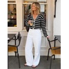 image:imageZESICA Womens Striped Button Up Cardigan Sweaters V Neck Trendy Knit TopsDark Black