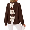 image:imageZESICA Womens Fall Bow Knot Oversized Sweaters Trendy Pullover TopsCocoa Brown