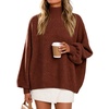 image:imageZESICA Womens Fall Winter Long Sleeve Turtleneck Oversized SweatersRed Brown