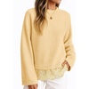 image:imageZESICA Womens Fall Winter Sweaters 2026 Lace Trim Pullover TopsLight Yellow
