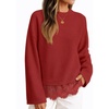 image:imageZESICA Womens Fall Winter Sweaters 2026 Lace Trim Pullover TopsRust