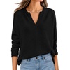 image:imageZESICA Womens Fall Winter Sweaters Long Sleeve V Neck Loose Pullover TopsBlack