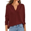 image:imageZESICA Womens Fall Winter Sweaters Long Sleeve V Neck Loose Pullover TopsBurgundy