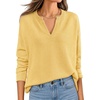 image:imageZESICA Womens Fall Winter Sweaters Long Sleeve V Neck Loose Pullover TopsButter Yellow