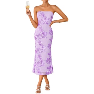 image:imageZESICA 2026 Summer Strapless Floral Cocktail Wedding Guest Dress for WomenPurple