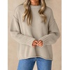 image:imageZESICA Womens 2026 Fall Long Sleeve Crewneck Oversized Chunky SweatersGreyapricot